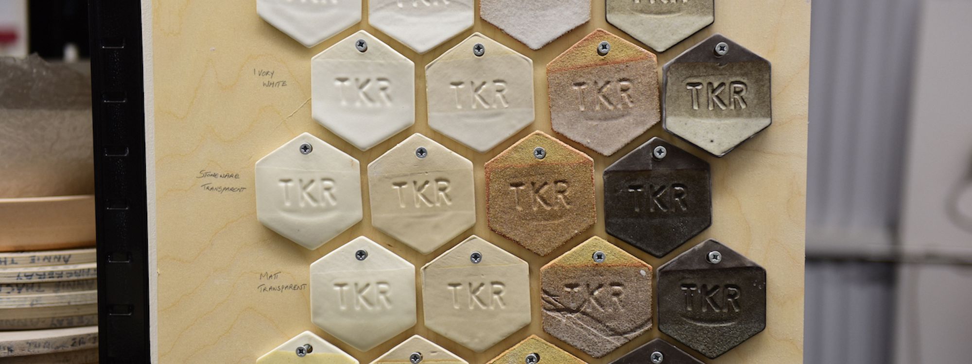 Test tiles at The Kiln Rooms. Photo courtesy The Kiln Rooms, London